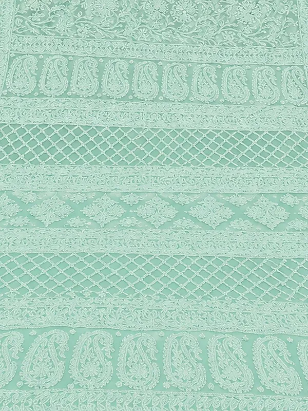 Ruhaani_Georgette_Chikankari_Saree_Turquoise