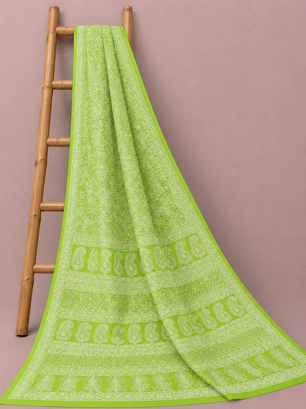 Ruhaani_Georgette_Chikankari_Saree_Red