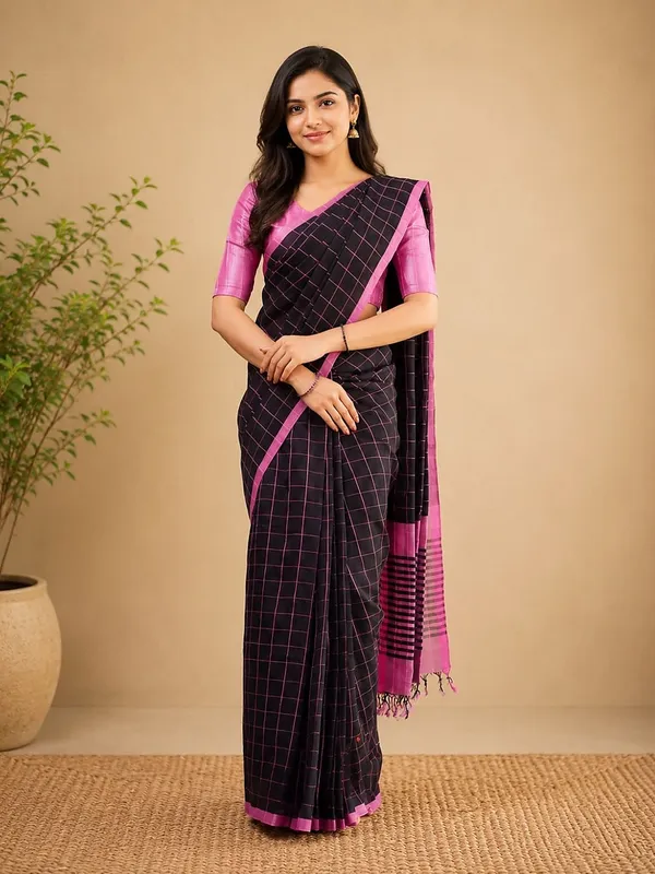 Vasudha_Khadi_Cotton_Handloom_Saree_Black