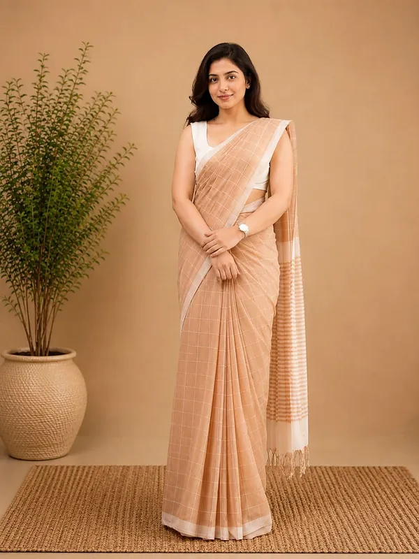 Vasudha_Khadi_Cotton_Handloom_Saree_Peach