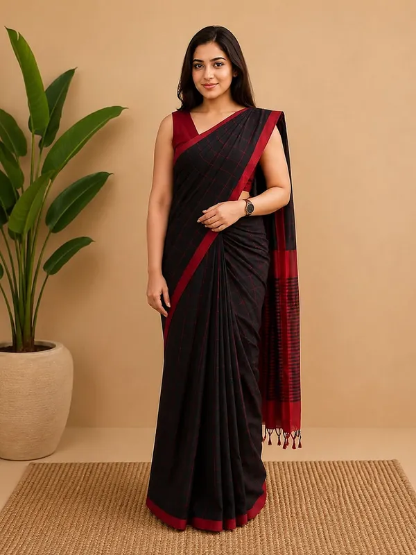 Vasudha_Khadi_Cotton_Handloom_Saree_Bold_Black