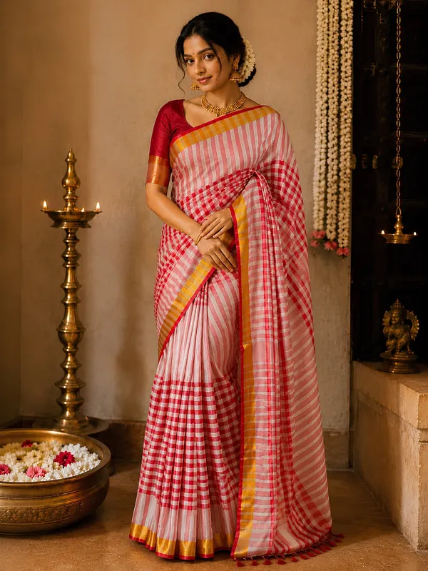Zari_Manjari_Mul_Cotton_Handloom_Saree_Red_&_White