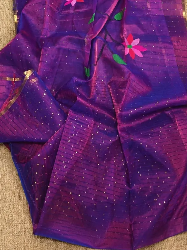 Kusum_Pure_Muslin_Jamdani_Sequin_Saree_Deep_Purple