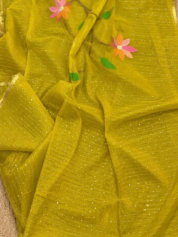 Kusum_Pure_Muslin_Jamdani_Sequin_Saree_Mustard_Yellow