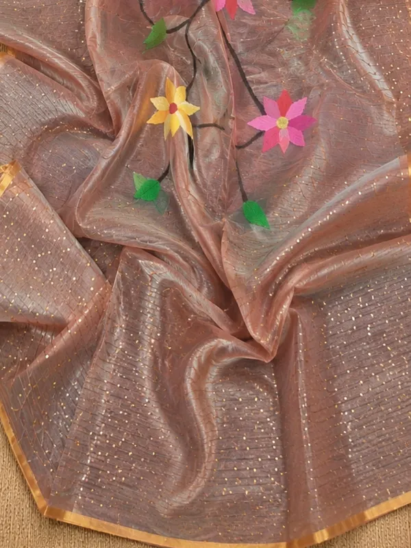 Kusum_Pure_Muslin_Jamdani_Sequin_Saree_Rose_Gold