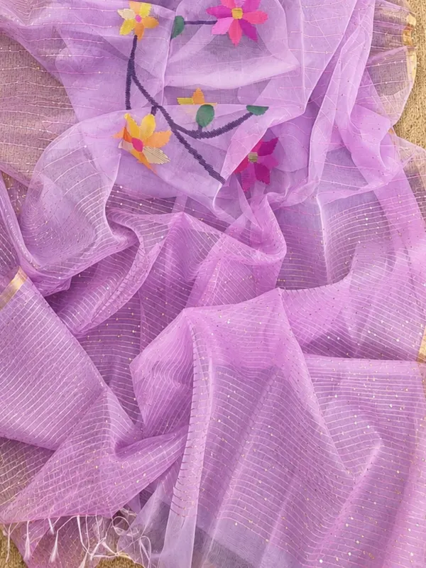 Kusum_Pure_Muslin_Jamdani_Sequin_Saree_Lavendar
