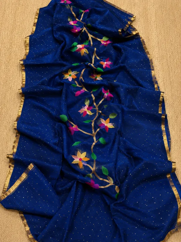 Kusum_Pure_Muslin_Jamdani_Sequin_Saree_Royal_Blue
