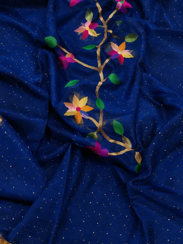 Kusum_Pure_Muslin_Jamdani_Sequin_Saree_Royal_Blue
