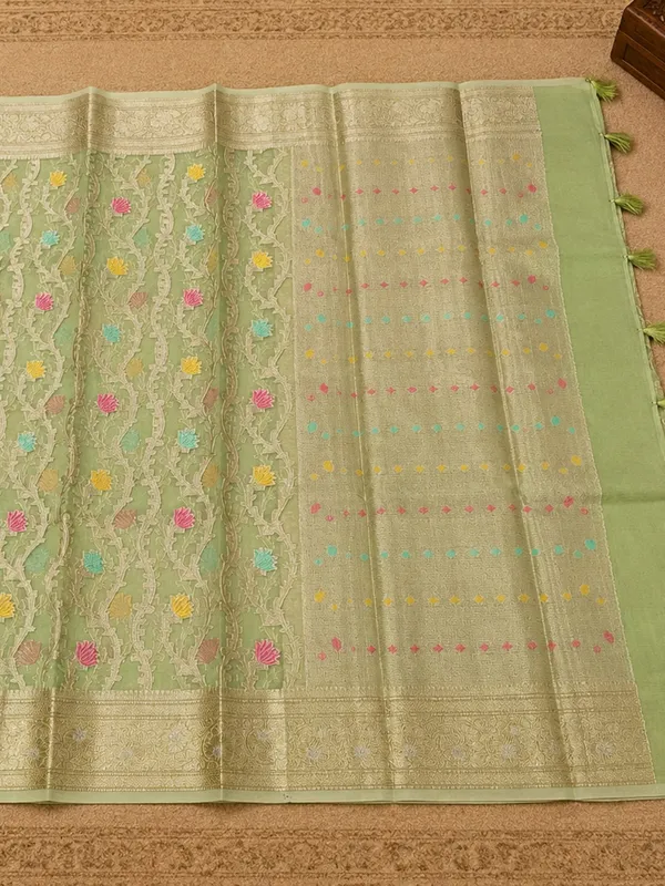 Tarini_Jamdani_Kora_Banarasi_Silk_Saree_Pistachio_Green