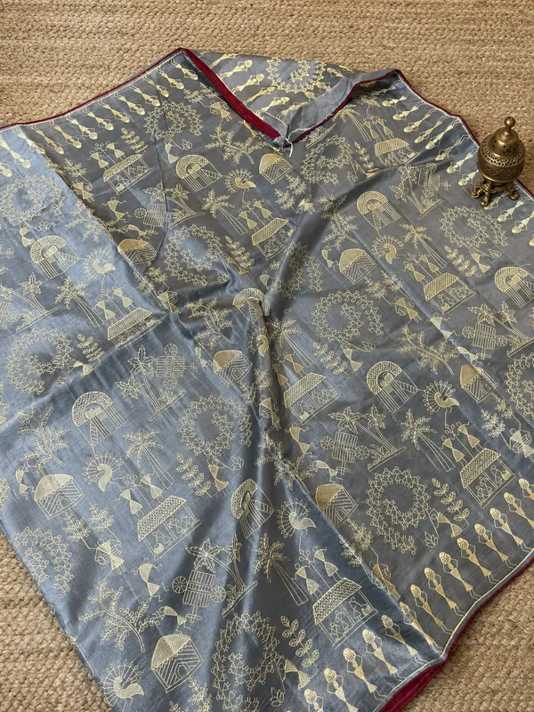 Parampara_Silkmark_Tussar_Silk_Embroidery_Saree_Steel_Gray