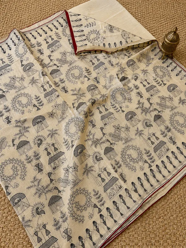 Parampara_Silkmark_Tussar_Silk_Embroidery_Saree_Cream