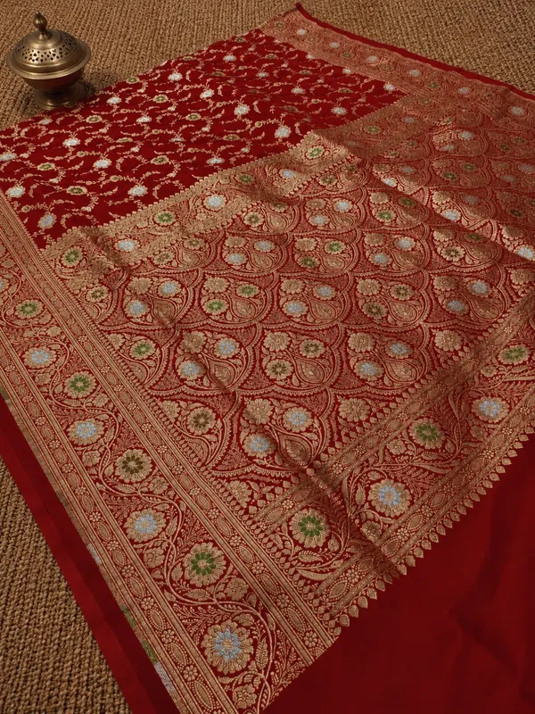 Sutra_Mashru_Alfi_Silk_Mina_Jaal_Saree_Crimson_Red