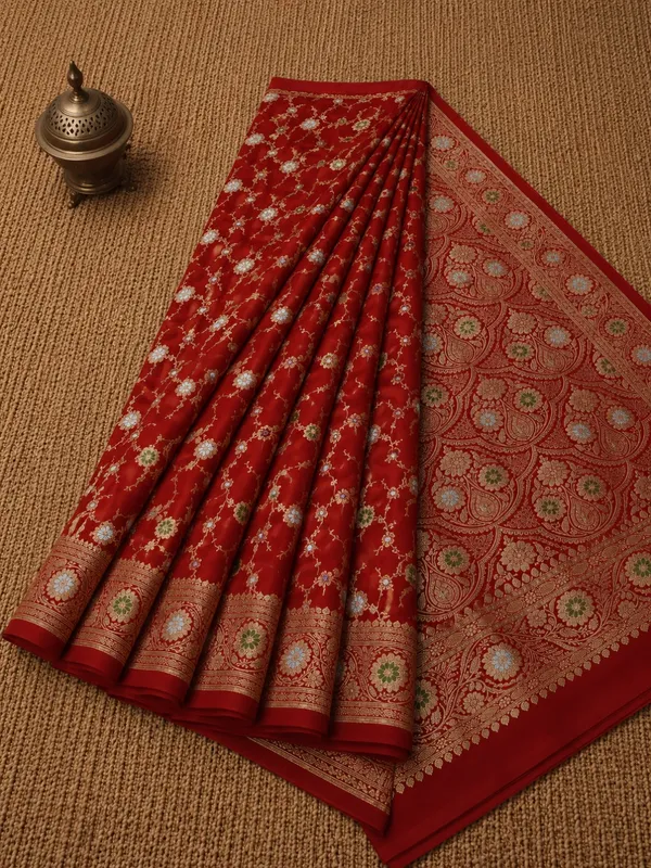 Sutra_Mashru_Alfi_Silk_Mina_Jaal_Saree_Crimson_Red