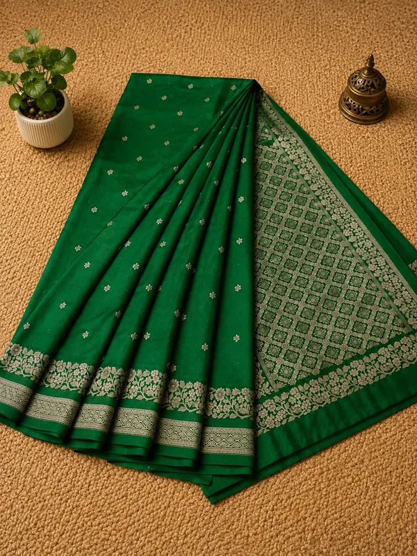 Indrani_Forest_Weave_Mashru_Silk_Saree_Emerald_Green