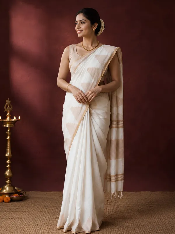 Manohari_Pure_Linen_Handloom_Temple_Border_Saree_Ivory_White