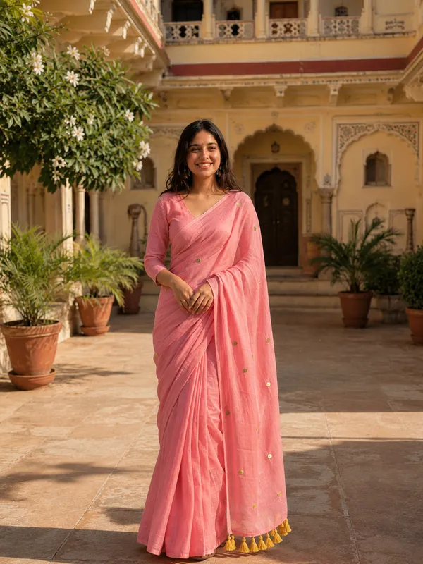 Chamak_Pure_Mul_Cotton_Sequin_Embroidery_Saree_Rose_Pink