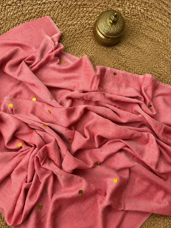 Chamak_Pure_Mul_Cotton_Sequin_Embroidery_Saree_Rose_Pink