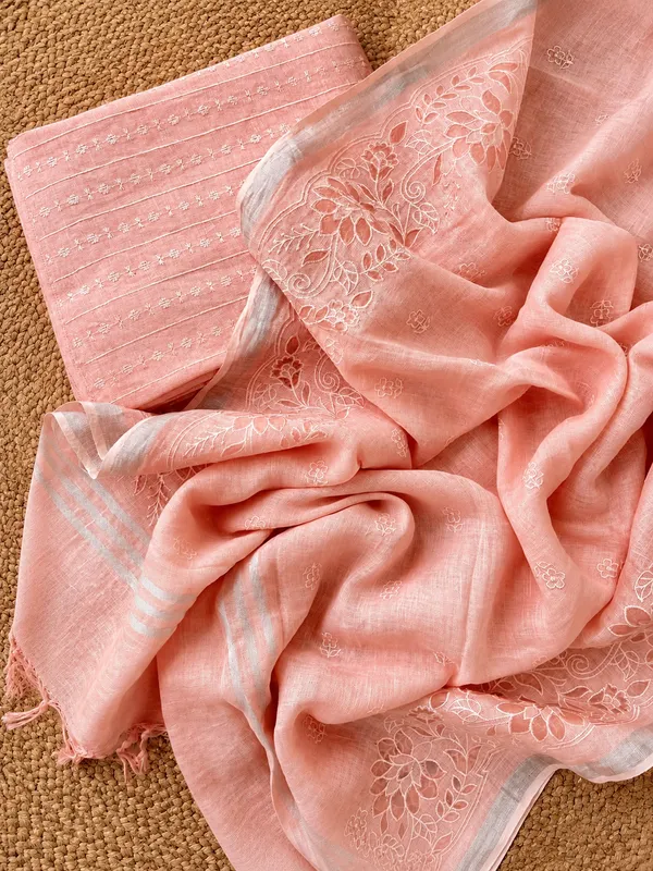 Saanvi_Pure_Linen_Embroidered_Suit_(T+B+D)_Dark_Peach