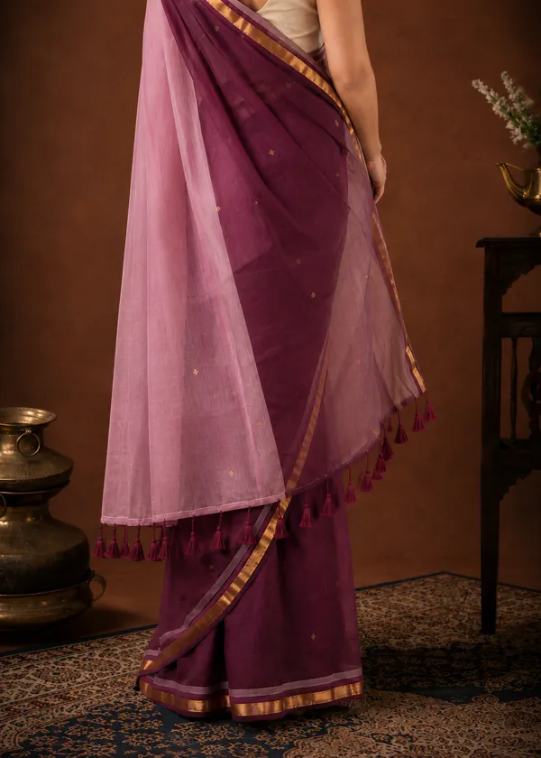 Aarohi_Pure_Handloom_Mul_Cotton_Sequin_Saree_Burgundy_&_Mauve