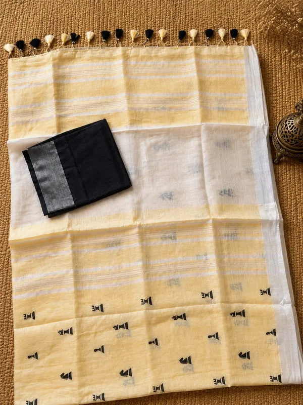 Aakriti_Pure_Linen_Embroidered_Saree_Pale_Yellow