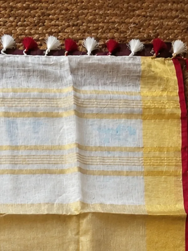 Aakriti_Pure_Linen_Embroidered_Saree_Ivory_White