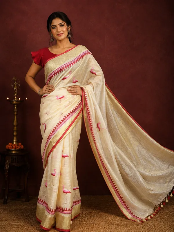 Aakriti_Pure_Linen_Embroidered_Saree_Soft_Cream