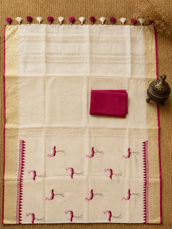 Aakriti_Pure_Linen_Embroidered_Saree_Soft_Cream