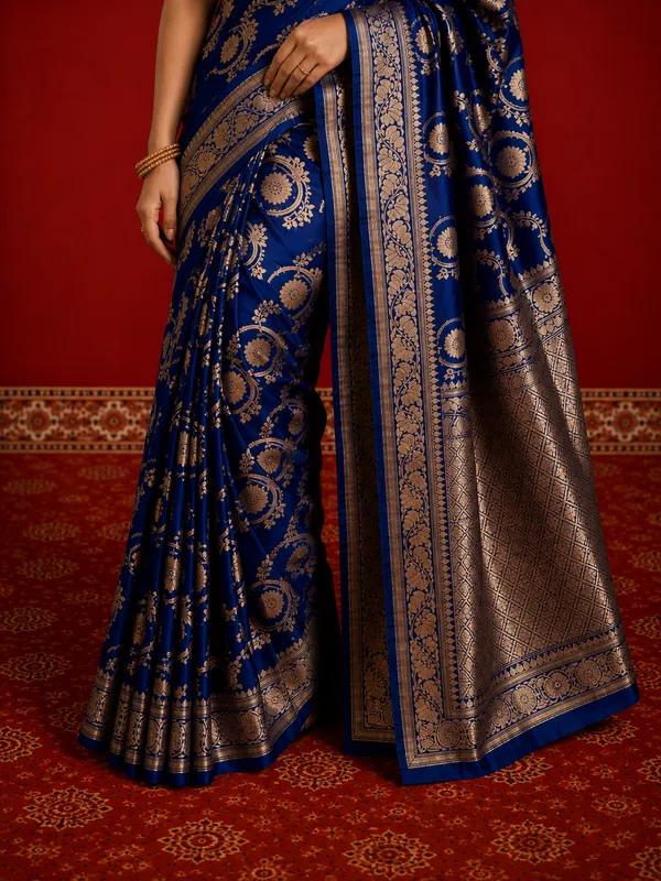 Ambar_Mashru_Katan_Silk_Heavy_Floral_Buta_Saree_Royal_Blue