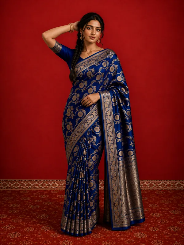 Ambar_Mashru_Katan_Silk_Heavy_Floral_Buta_Saree_Royal_Blue