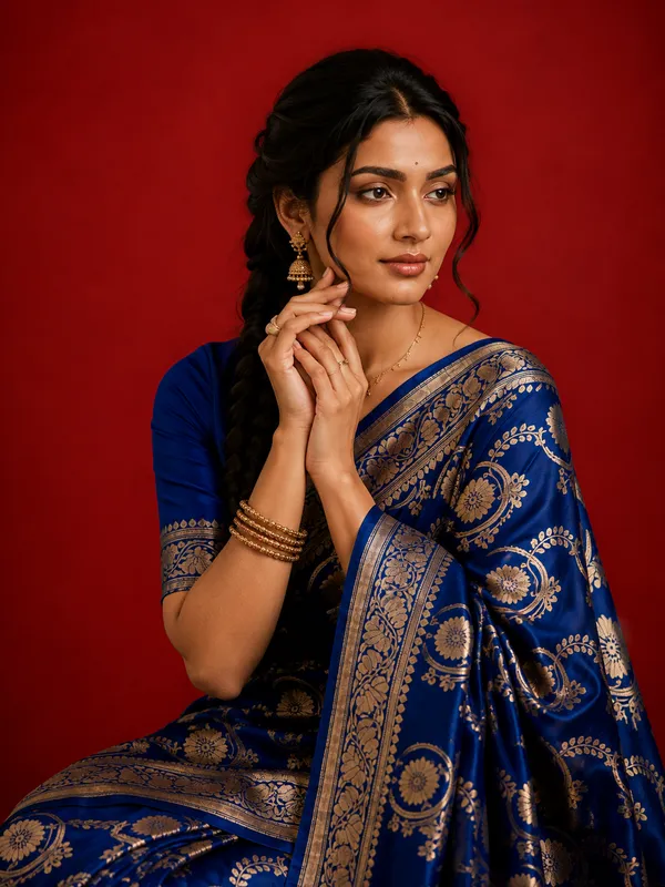 Ambar_Mashru_Katan_Silk_Heavy_Floral_Buta_Saree_Royal_Blue