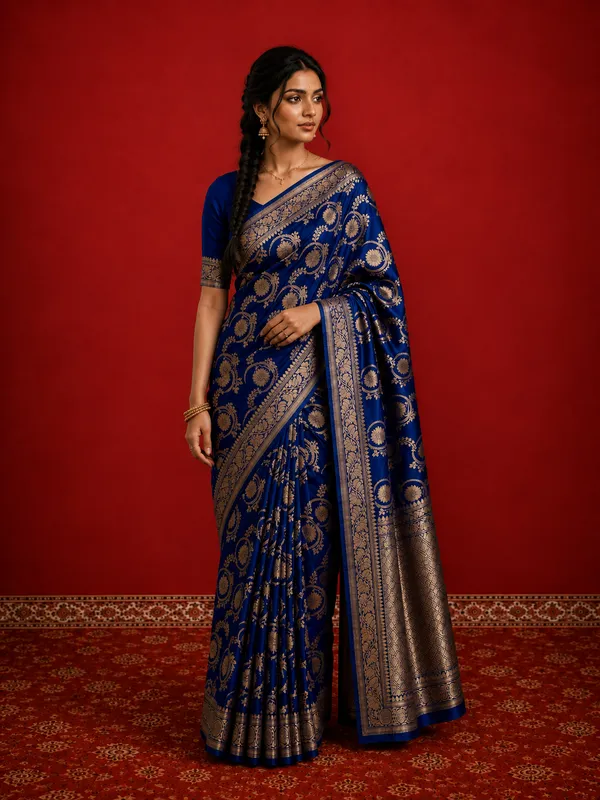 Ambar_Mashru_Katan_Silk_Heavy_Floral_Buta_Saree_Royal_Blue