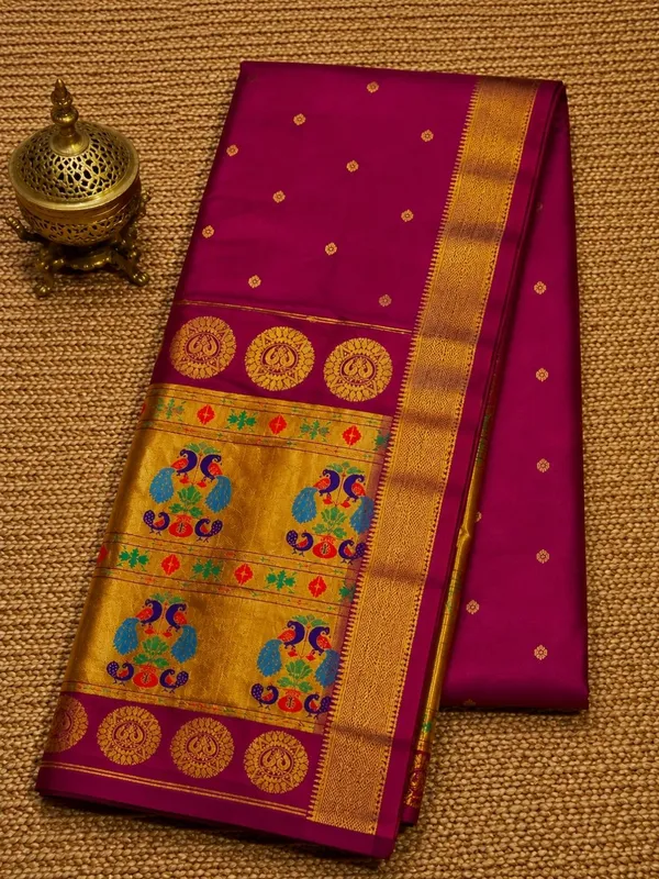 Rajdhara_Handloom_Paithani_Silk_Saree_Deep_Magenta