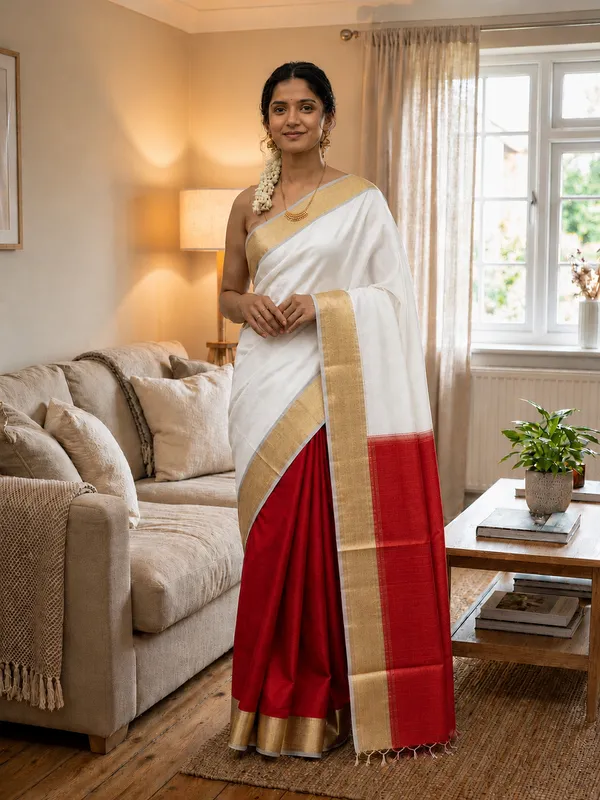 Handloom_Kota_Silk_White_&_Blood_Red_Saree