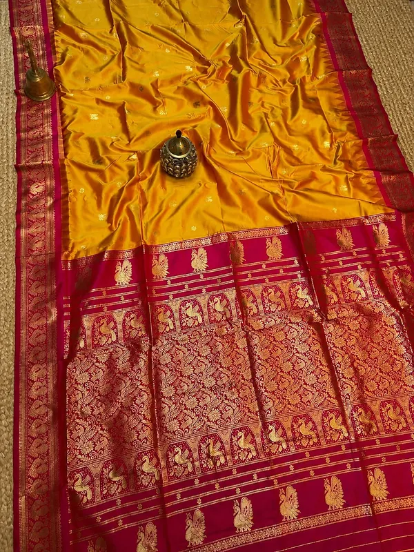 Saanjh_Paithani_Silk_Peacock_Handloom_Saree_Mango_Yellow