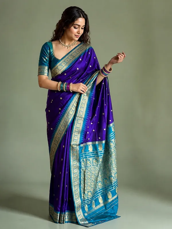 Saanjh_Paithani_Silk_Peacock_Handloom_Saree_Deep_Violet