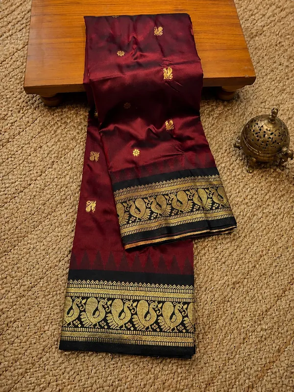Saanjh_Paithani_Silk_Peacock_Handloom_Saree_Deep_Maroon