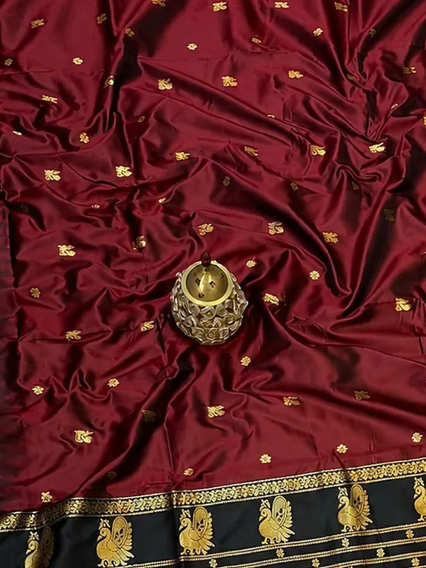 Saanjh_Paithani_Silk_Peacock_Handloom_Saree_Deep_Maroon
