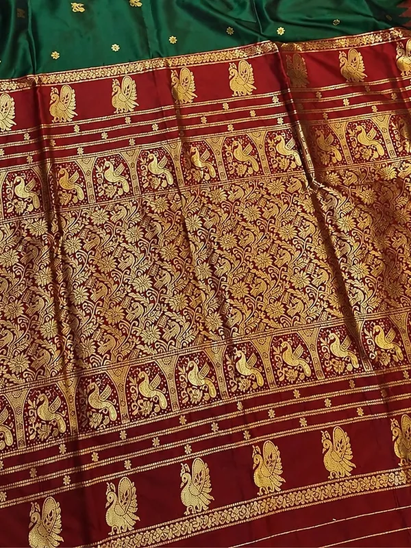 Saanjh_Paithani_Silk_Peacock_Handloom_Saree_Emerald_Green