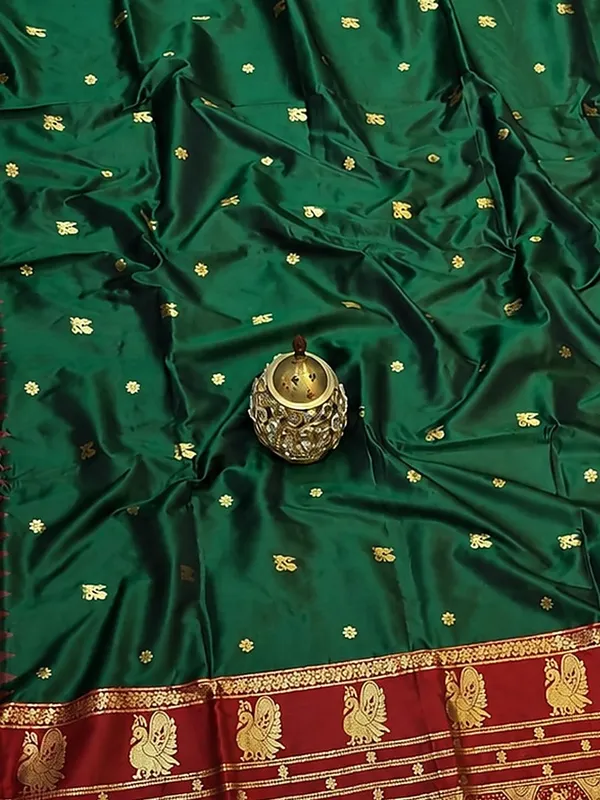 Saanjh_Paithani_Silk_Peacock_Handloom_Saree_Emerald_Green
