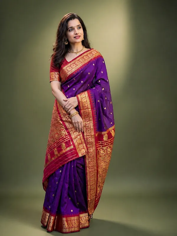 Saanjh_Paithani_Silk_Peacock_Handloom_Saree_Royal_Purple