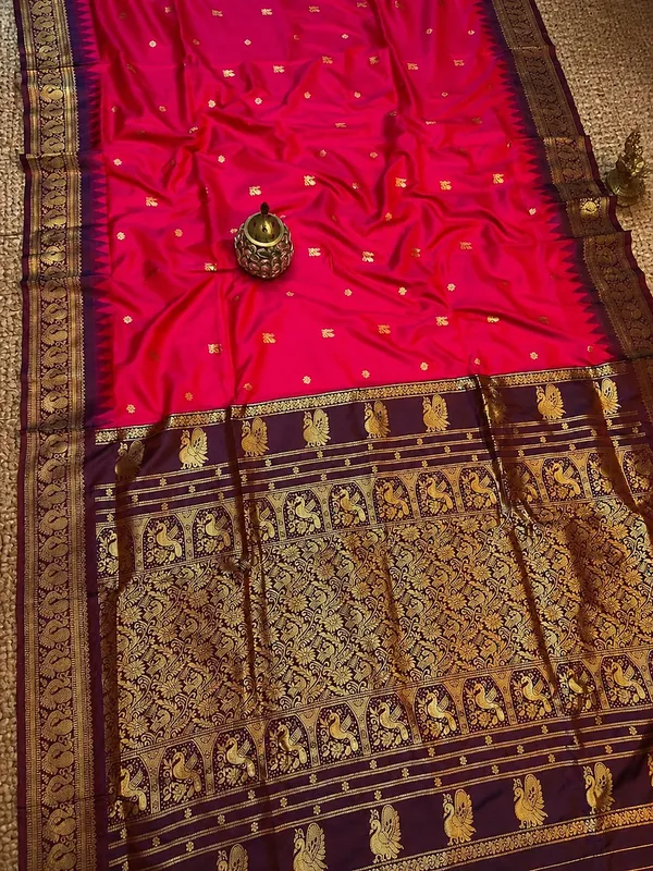 Saanjh_Paithani_Silk_Peacock_Handloom_Saree_Rani_Pink