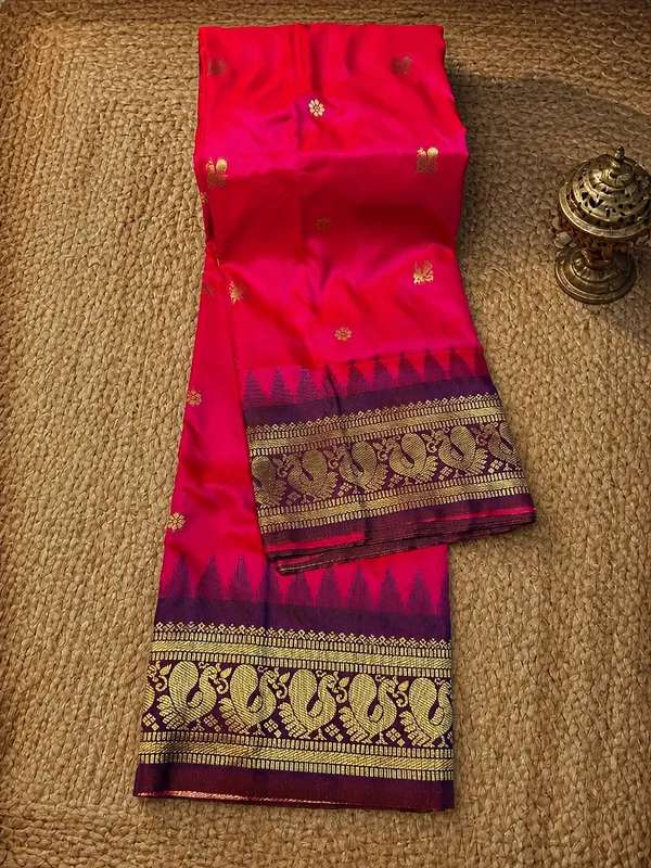 Saanjh_Paithani_Silk_Peacock_Handloom_Saree_Rani_Pink