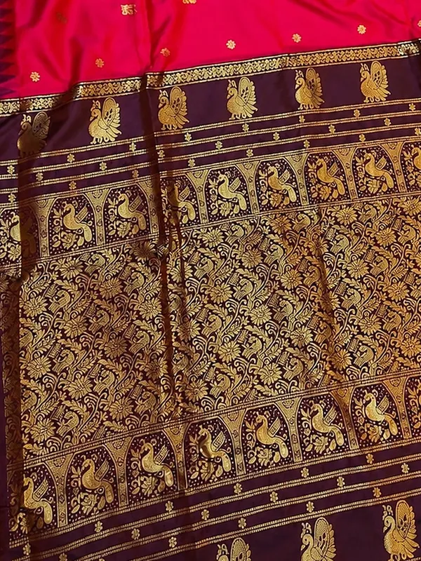 Saanjh_Paithani_Silk_Peacock_Handloom_Saree_Rani_Pink