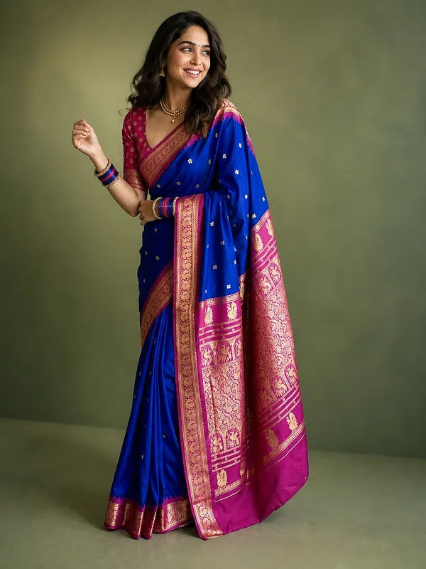 Saanjh_Paithani_Silk_Peacock_Handloom_Saree_Royal_Blue