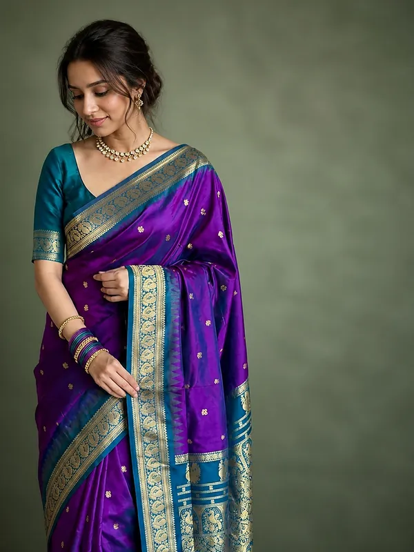 Saanjh_Paithani_Silk_Peacock_Handloom_Saree_Purple