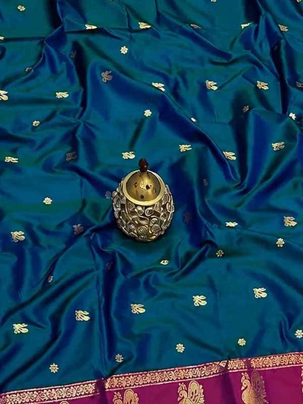 Saanjh_Paithani_Silk_Peacock_Handloom_Saree_Deep_Teal