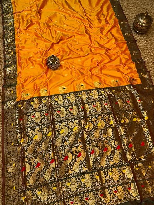 Mihira_Peshwai_Paithani_Silk_Handloom_Saree_Golden_Yellow