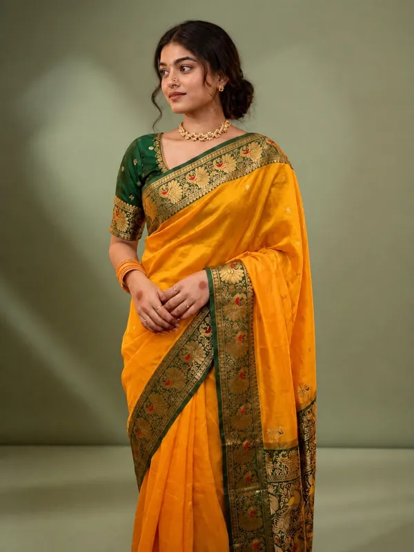 Mihira_Peshwai_Paithani_Silk_Handloom_Saree_Golden_Yellow