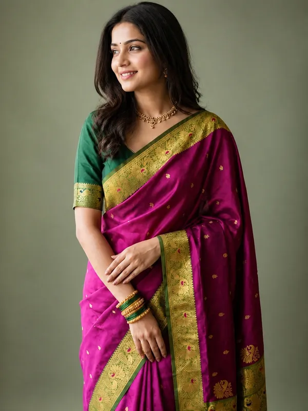 Mihira_Peshwai_Paithani_Silk_Handloom_Saree_Deep_Plum