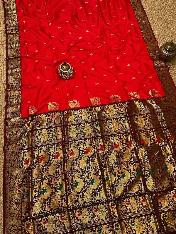 Mihira_Peshwai_Paithani_Silk_Handloom_Saree_Tomato_Red